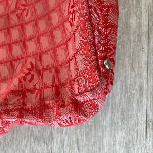 Authentic Chanel Red Canvas Travel Tote Bag - Picture 9 of 13